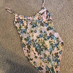 NWT FOREVER21 Mesh floral bodysuit